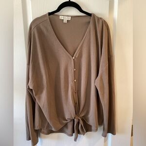 Tie front cardigan BROWN large